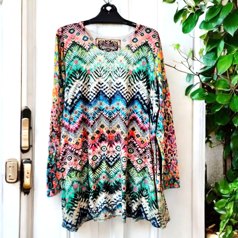 AMMA Designs LA Tunic, Colorful Boho  Casual LA Style, 2X